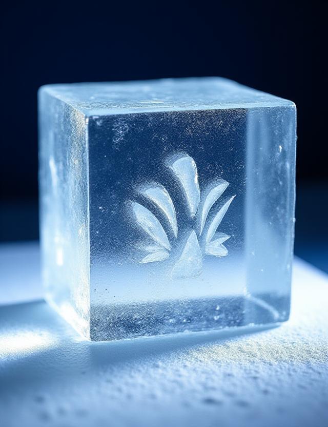 Maßgeschneidertes Firmenlogo aus kristallklarem Eis