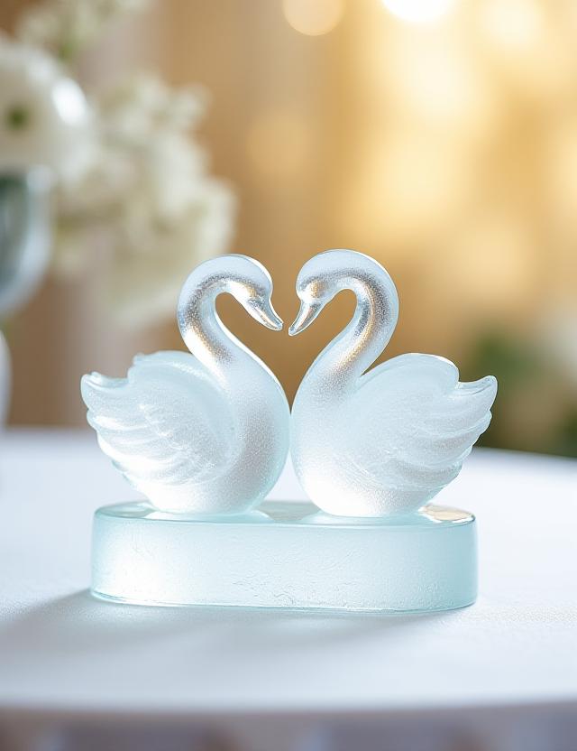 Klassische Hochzeitsskulptur Schwan aus Eis